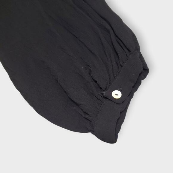 World Market Black Floral Lace Top Sheer Chiffon Overlay Sz L/XL Goth Fairycore - Picture 12 of 14